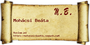 Mohácsi Beáta névjegykártya