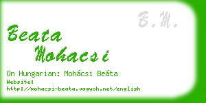 beata mohacsi business card