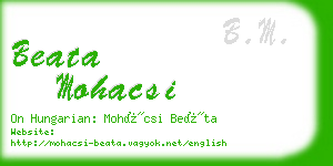 beata mohacsi business card